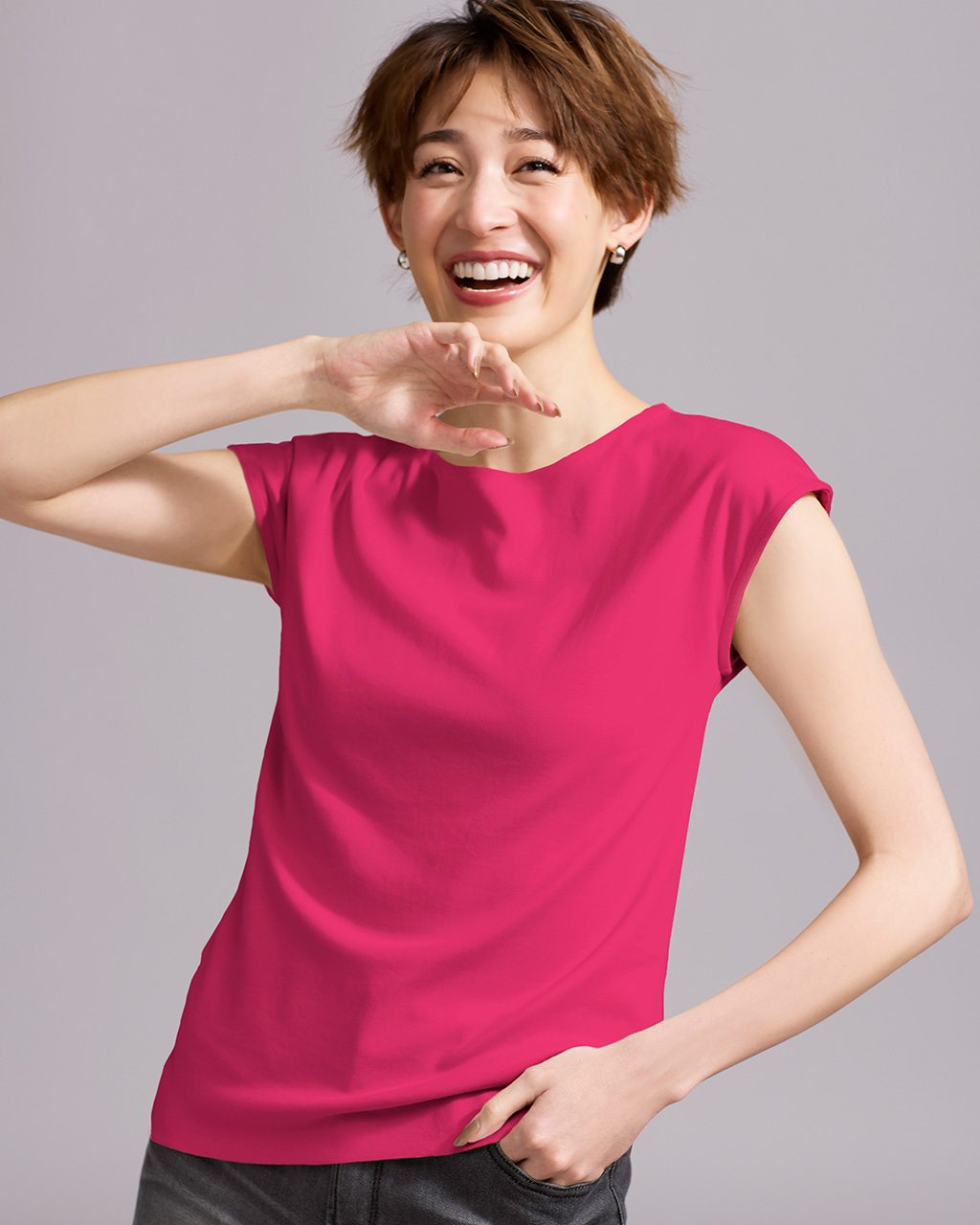 ボートネック／フレンチ袖・ドゥクラッセＴシャツ（58cm丈) 詳細画像