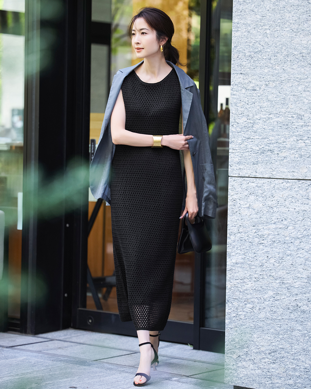 メッシュ編み・ニットタンクワンピース 詳細画像