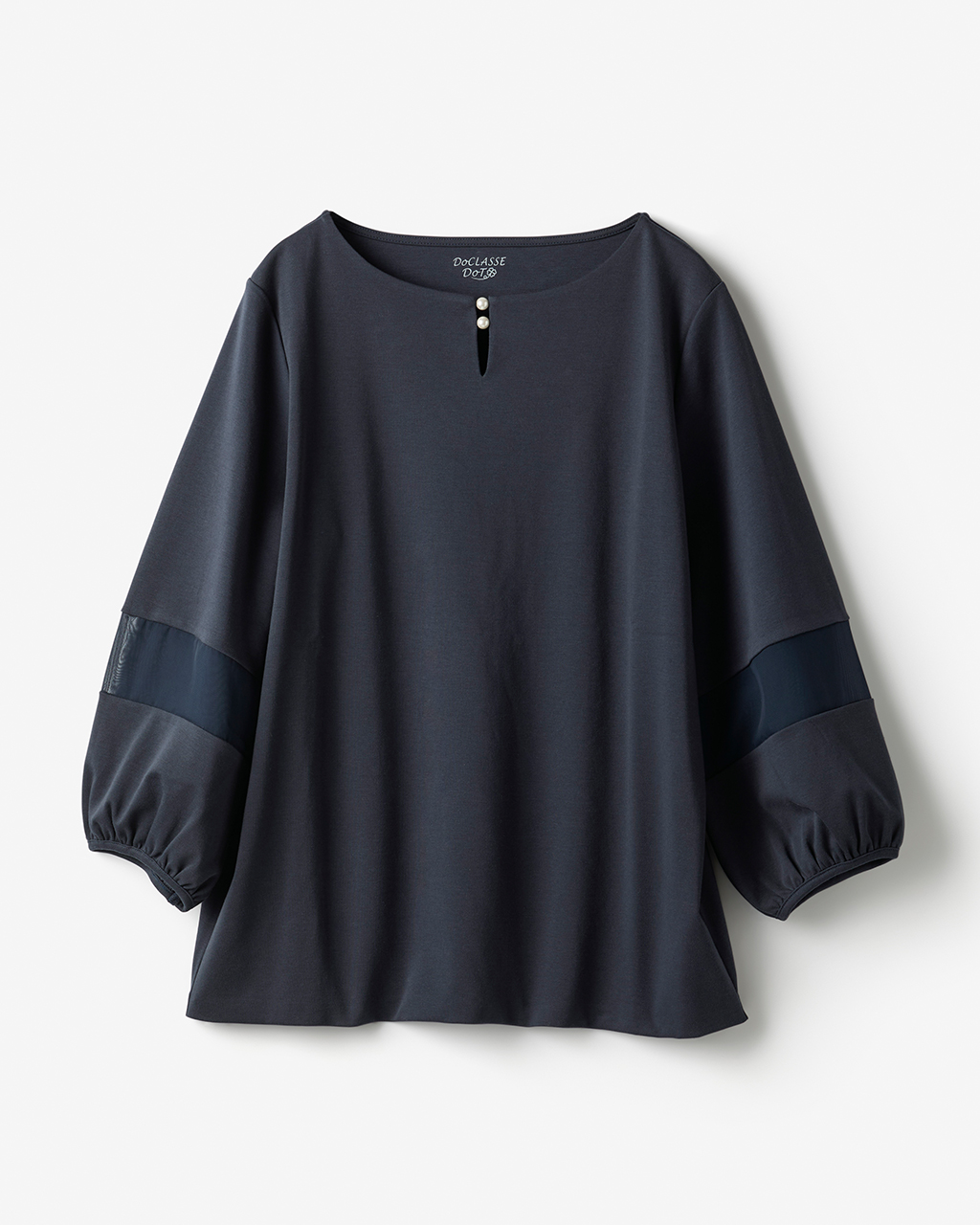 パールキーネック／7分袖・ドゥクラッセTシャツ 詳細画像 ミッドナイトブルー 4
