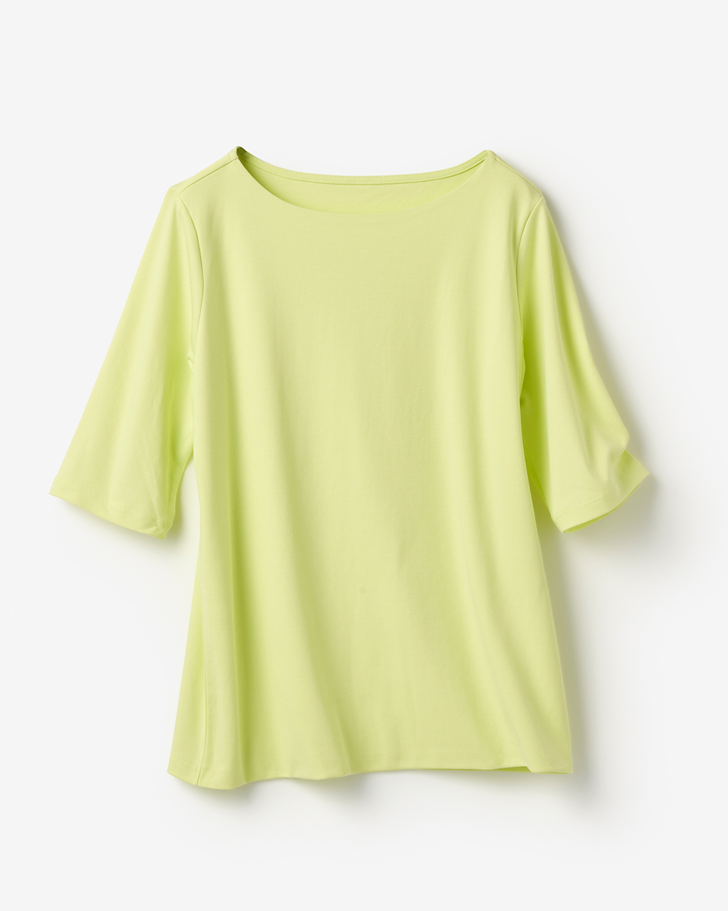 ボートネック・5分袖／スーピマ・ドゥクラッセTシャツ 詳細画像 アップルイエロー 3