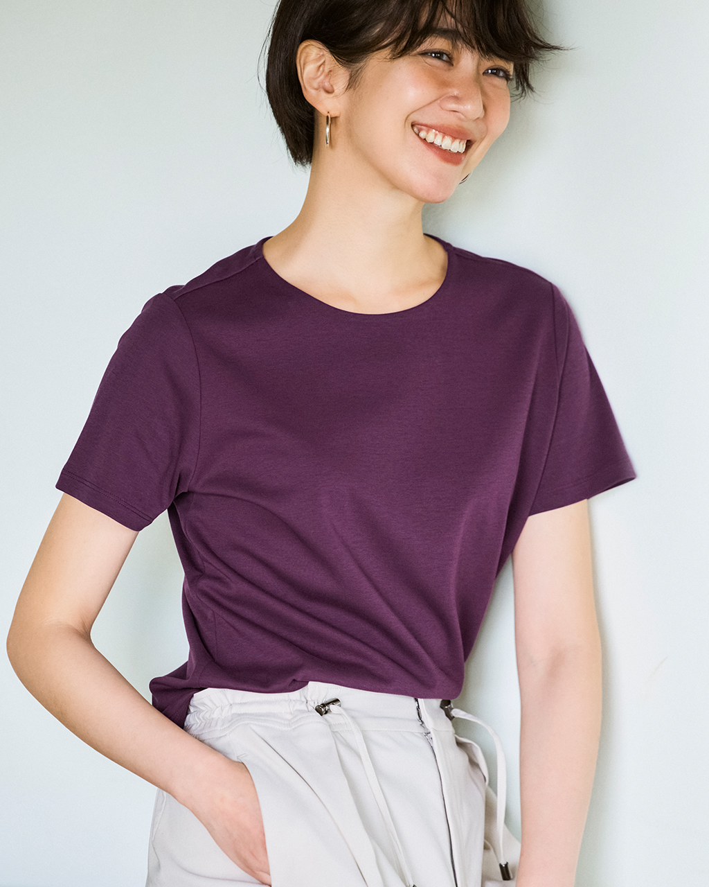 クルーネック・半袖／スーピマ・ドゥクラッセTシャツ 詳細画像