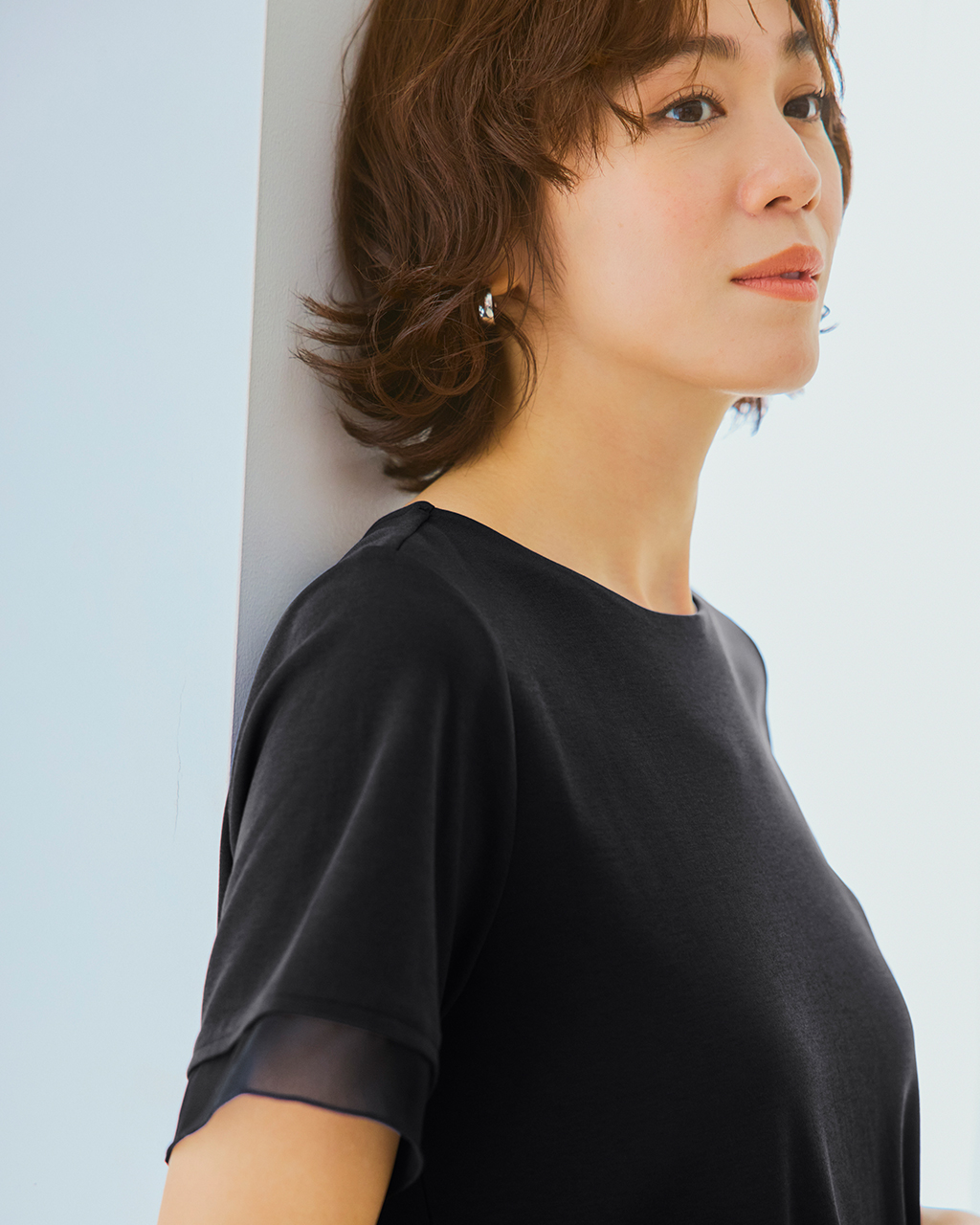 シアー二重袖長め丈／スーピマ・ドゥクラッセTシャツ 詳細画像