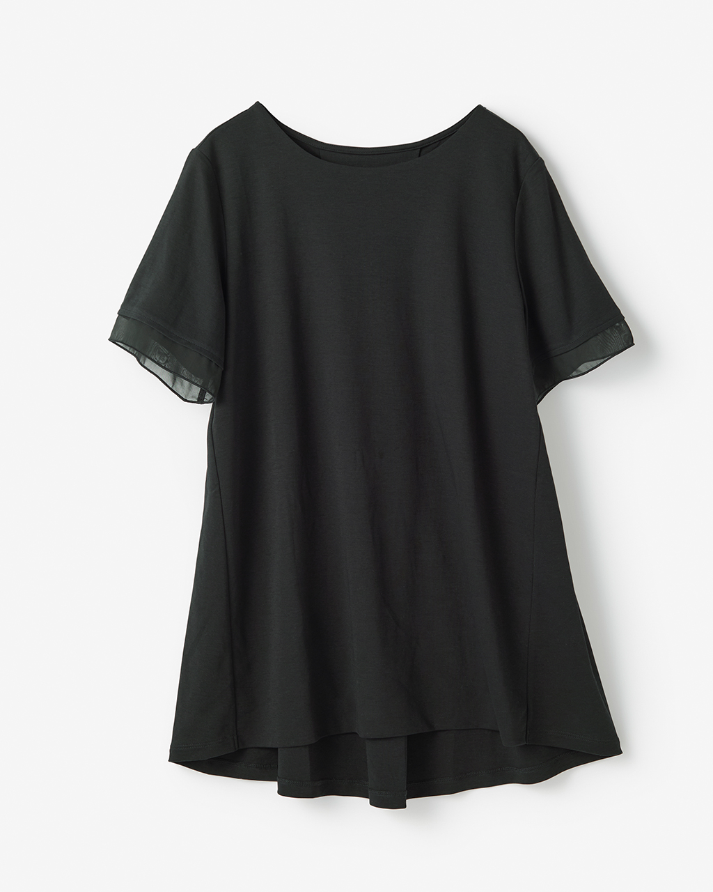 シアー二重袖長め丈／スーピマ・ドゥクラッセTシャツ 詳細画像 ブラック 4