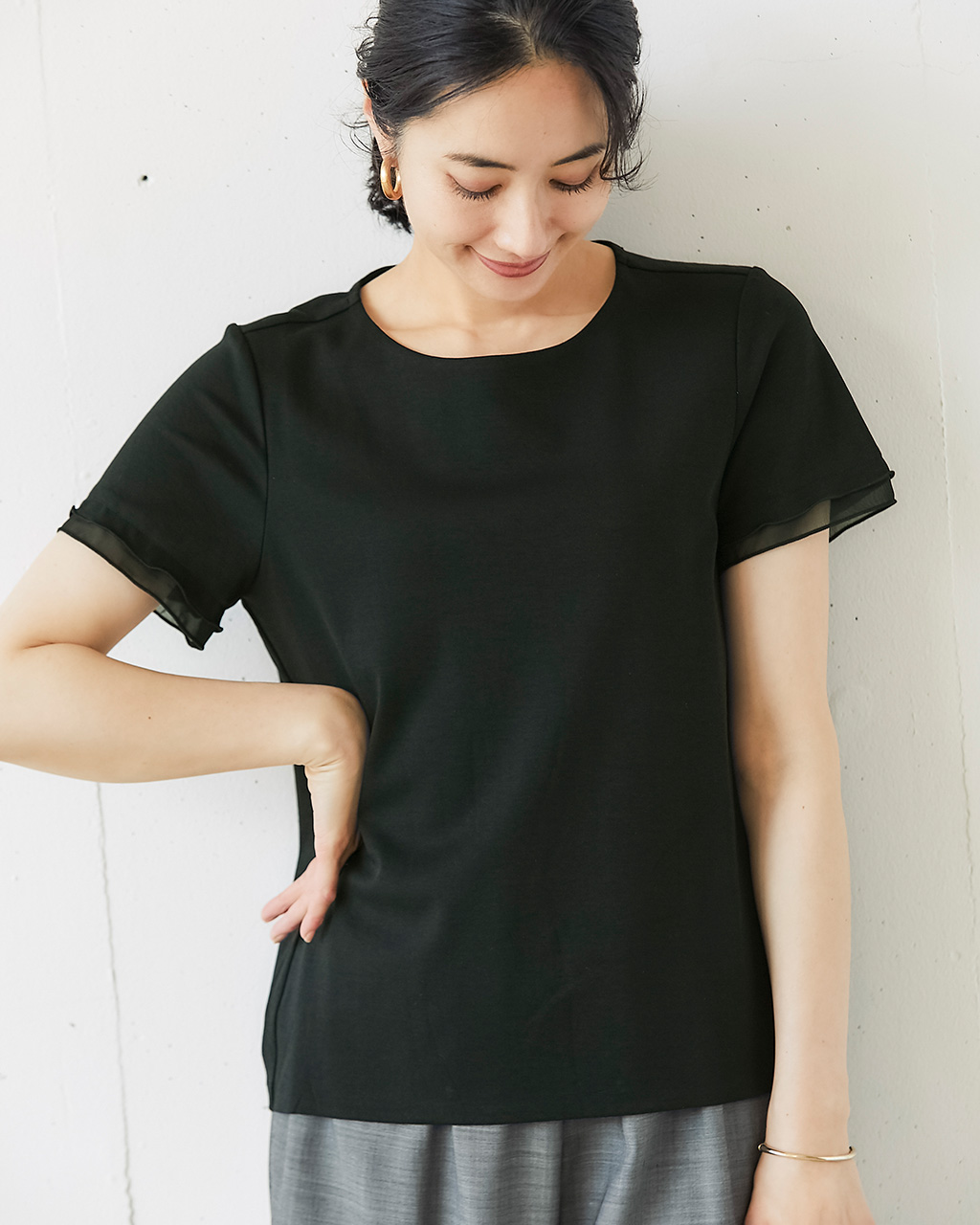 シアー二重袖／スーピマ・ドゥクラッセTシャツ 詳細画像