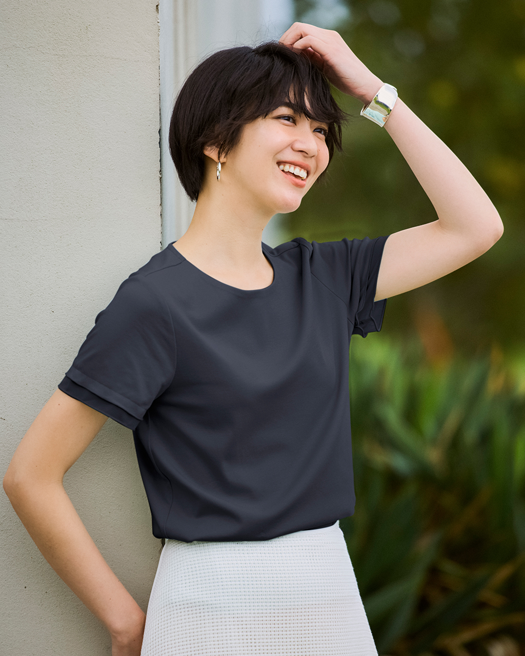 シアー二重袖／スーピマ・ドゥクラッセTシャツ 詳細画像 ミッドナイトブルー 1