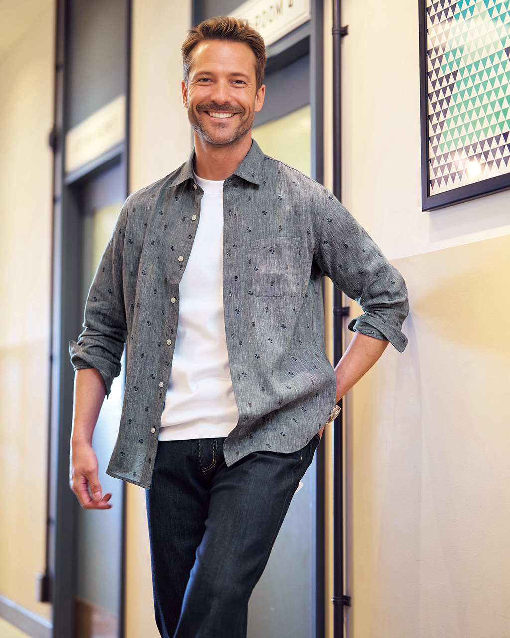 クールマックス・リネン混・涼感シャツ 長袖